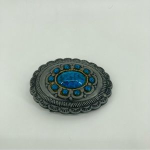 Women’s southwestern faux turquoise brass belt buckle